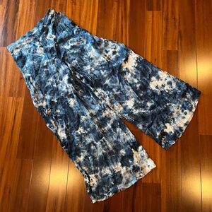 YFB Young Fabulous & Broke Blue Tie-Dye Wide Leg Palazzo Pants Elastic Sz Small